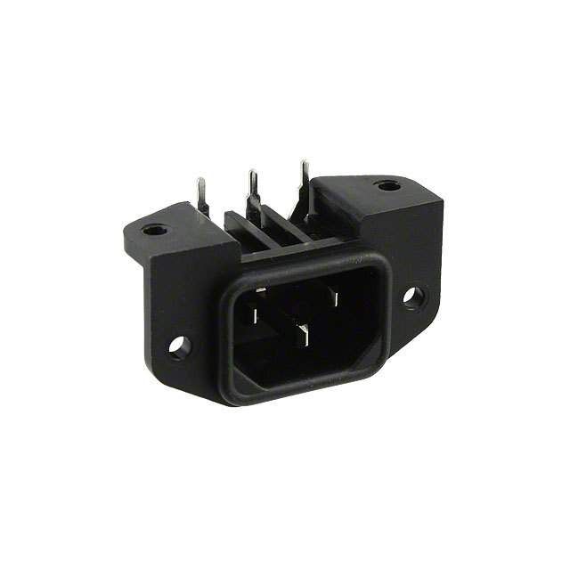 3-Pin 15A 250V AC Mains Power Connector, Right Angle, Through Hole