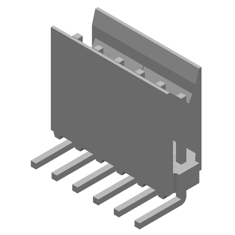 6 Pos 2.54mm RA Shrouded Header, Male Pin, 3A, 500V