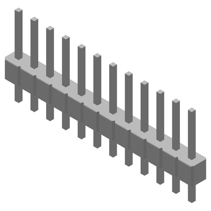 12 Pos 2.54mm Straight Header, Male Pin, Gold Contact, Thru-Hole