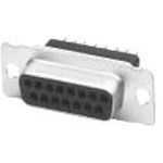 15 Pos Female D-Sub Connector, Straight, Through Hole, Gold Contacts