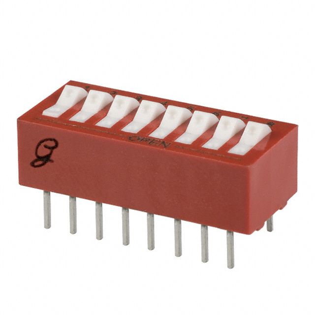 8-Pos SPST Slide DIP Switch, 150mA, 30VDC, TH