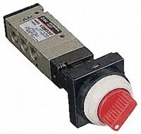 Red Twist Selector Pneumatic Manual ControlValve, Rc 1/8, ADC 1/8 in Rc, -5 to +60C