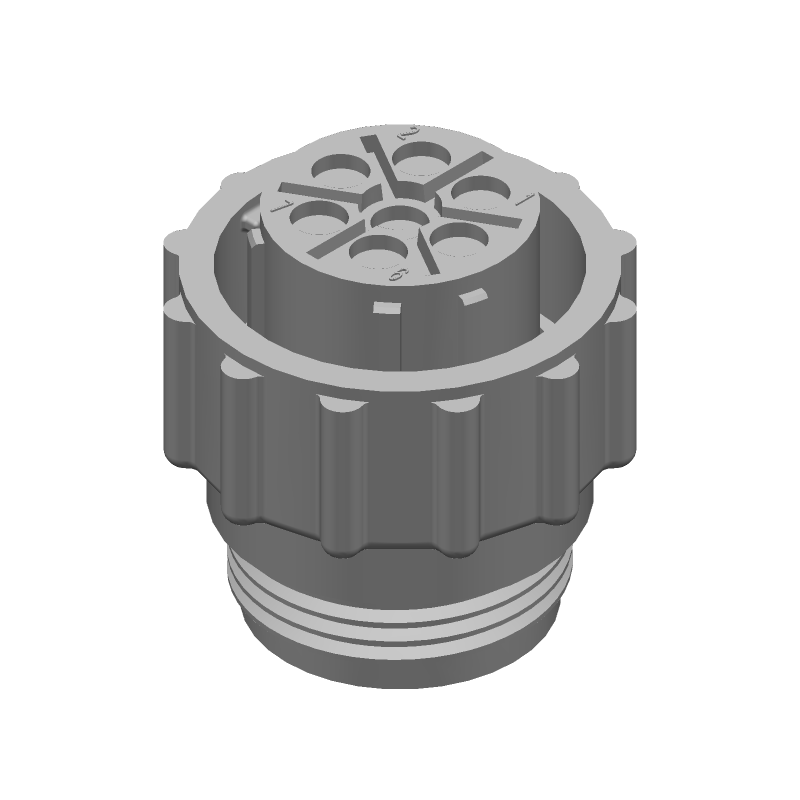 7 Pos Circular Connector, Female Crimp, Straight, 250V, IP65