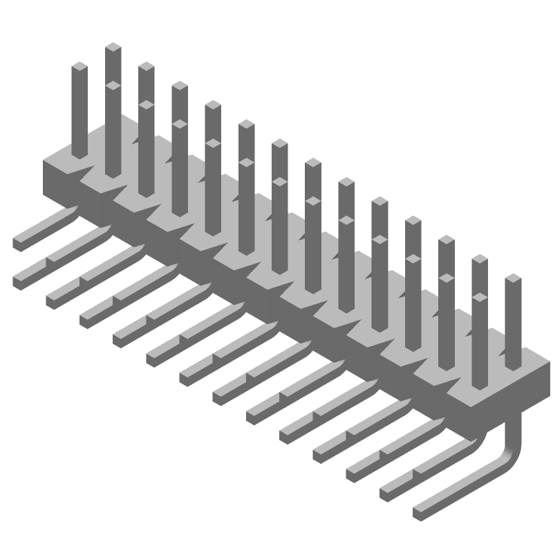 26 Pos 2.54mm RA Header, Copper Alloy, Gold/Tin/Lead/Matte Plating