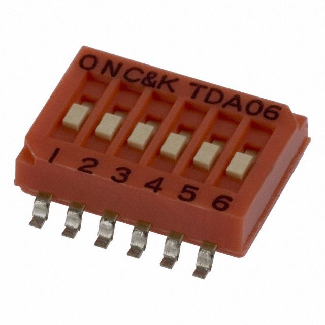 6 Pos SPST Slide DIP Switch, 24VDC, 25mA, Surface Mount