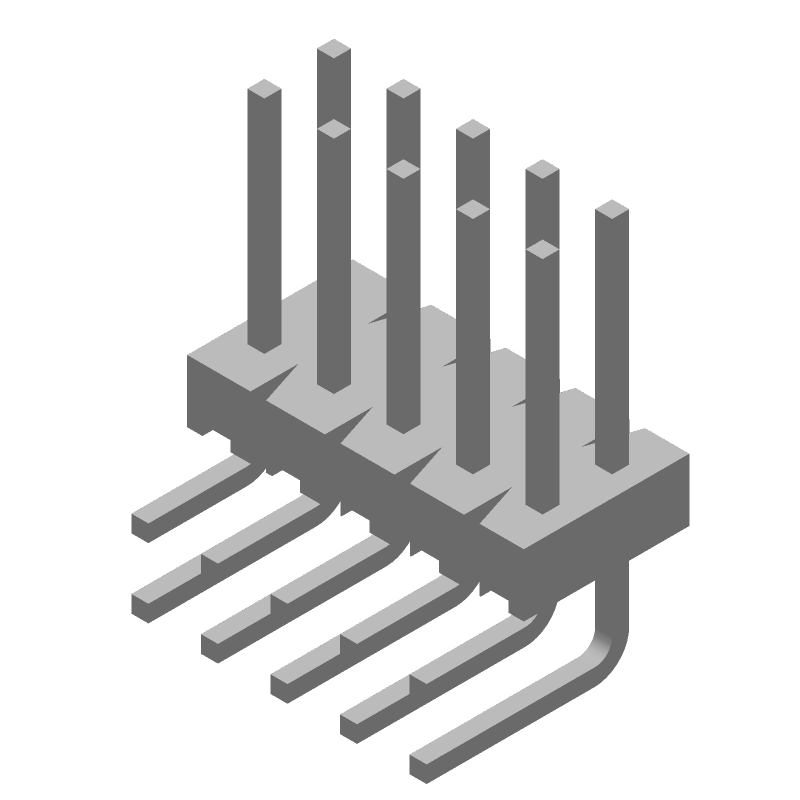 10 Pos 2.54mm RA Thru-Hole Header, 3A, Gold/Tin Plated