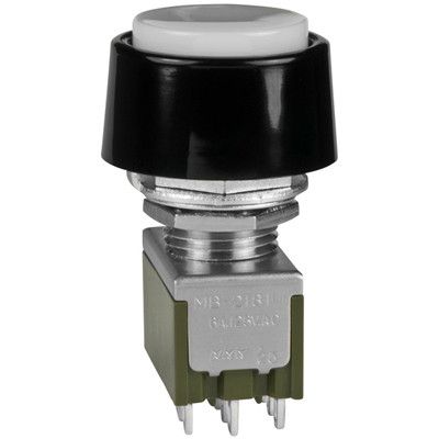 Switch Push Button ON (ON) 4PDT Round Plunger 6A 250VAC 30VDC Momentary Contact Panel Mount Solder Lug