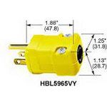 15A 125V Male Straight Pin Plug, 2 Pole, Black Nylon