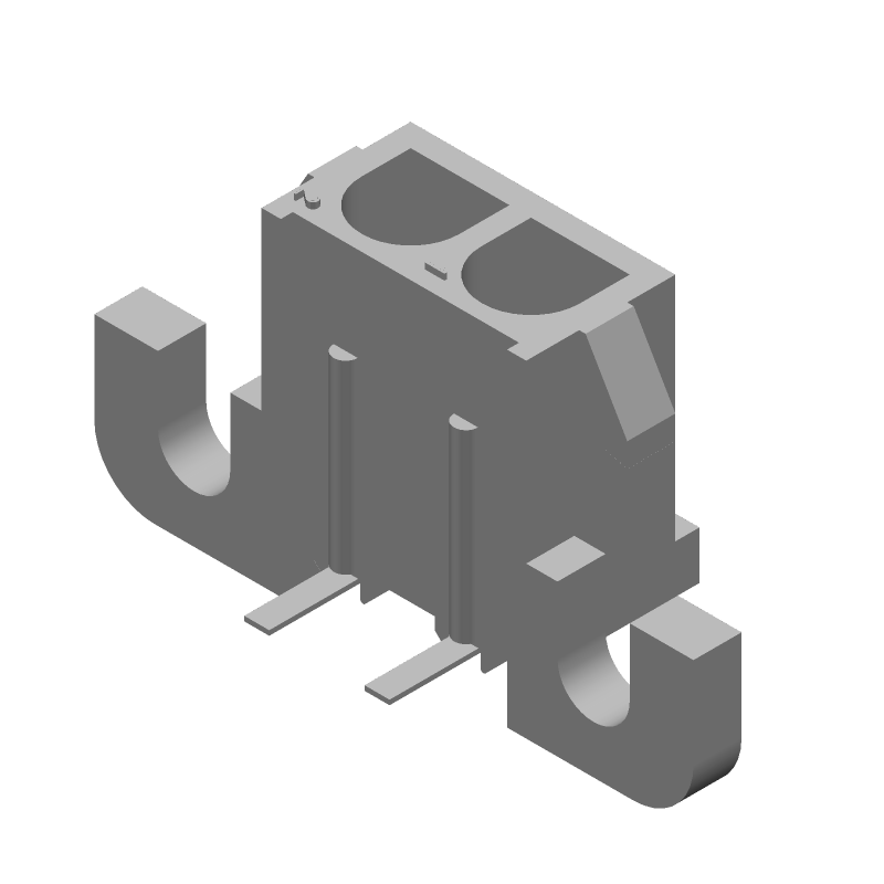 2 Pos Power Connector, 19A, 600V, 6.35mm Pitch, RA Solder TH