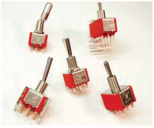 Switch Toggle ON OFF ON DPDT Round Lever PC Pins 5A 250VAC 28VDC PC Mount