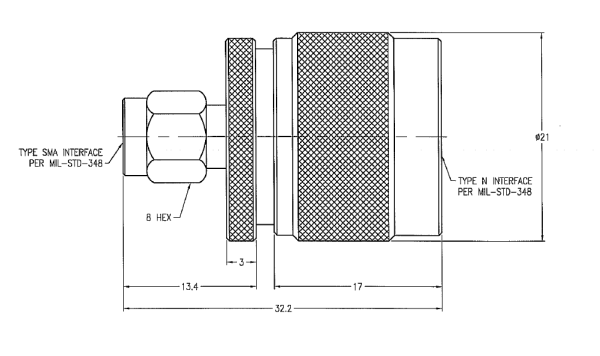 Conn SMA-Type N Adapter 0Hz to 11GHz 50Ohm ST PL/PL Gold