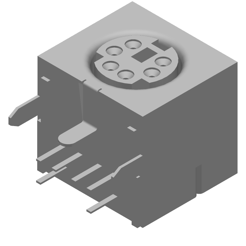 6 Pos DIN 41612 RA Female Connector, Shielded, Gold/Tin Plated