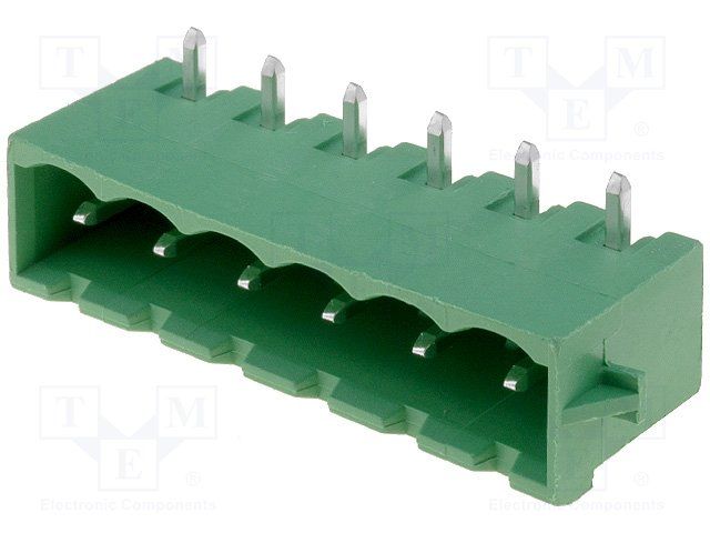 6 Pos 5.08mm RA Solder Header, 12A, 250V, UL94 V-0