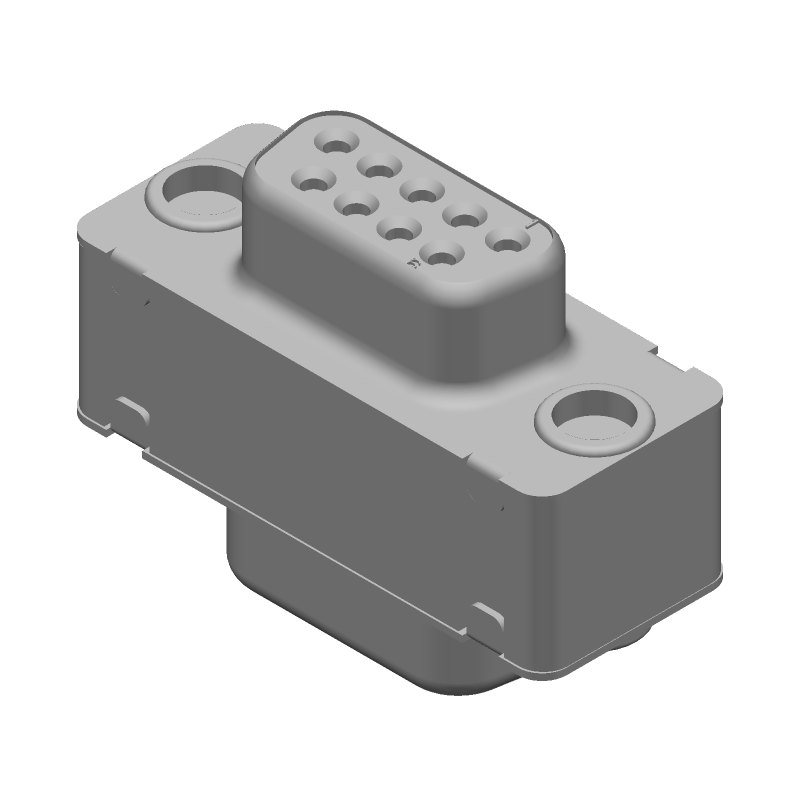 9 Pos Male to Female Rectangular Connector Adapter, Gold Plated