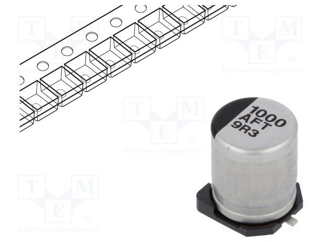 1000µF 10V 20% Aluminum Electrolytic Capacitor, Radial, 105°C, SMD