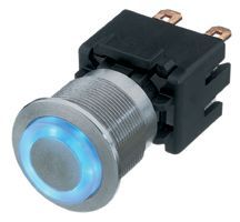 Illuminated Pushbutton Switch DPDT 5A 250VAC Blue LED Panel Mount Quick Connect