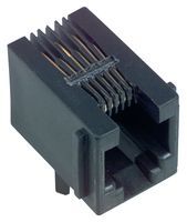RJ11 Connector, 6 Pos, RA, Thru-Hole, Solder, Unshielded