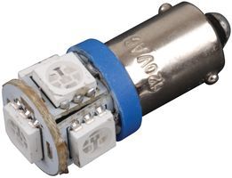 LED RPL BULB, BLUE, T3 1/4, BA9S; Lamp Base Type:Miniature Bayonet / BA9S; LED Color:Blue; Wavelength Typ:470nm; Power Rating:720mW; Bulb Size:T-3 1/4; Supply Voltage:120V; Current Rating:30mA; Beam Angle:360°; Luminous Flux:0.35lm