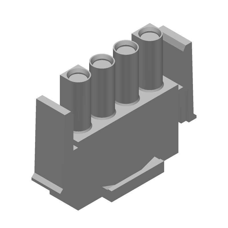 4 Pos 6.35mm Crimp Wire Housing, 19A, 600V, Straight, Male