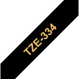Label tape 12 mm gold on black, TZE-334, Brother