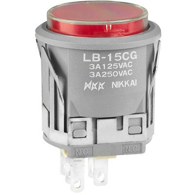 Illuminated SPDT Pushbutton Switch, Red LED, 3A 250VAC, Momentary, Solder