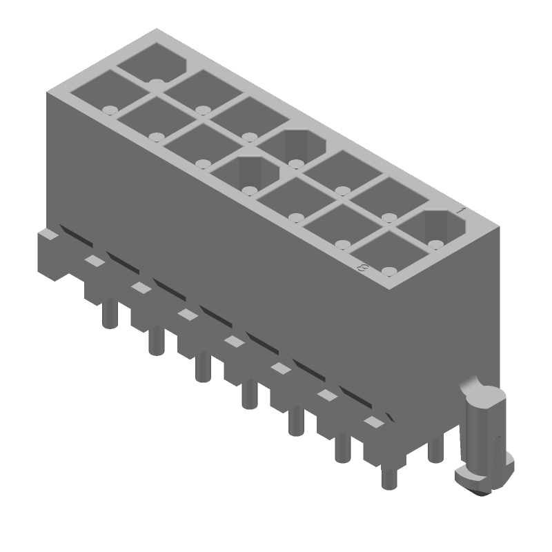 14 Pos Wire-to-Board Rectangular Connector, 9.5A, 600V, Tin, Through Hole