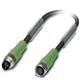 Sensor/actuator cable, 3-position, PUR halogen-free, black-gray RAL 7021, Plug straight M8, on Socket straightM8, cable length 1 m