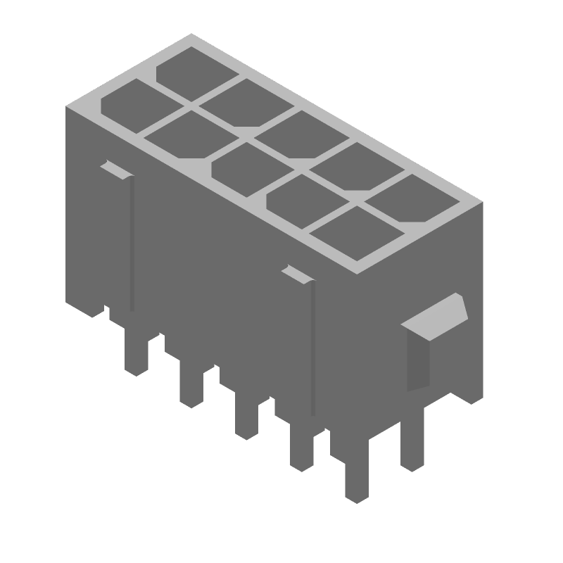 10 Pos Power Connector, Wire-to-Board, 5A, Gold, Male, Through Hole