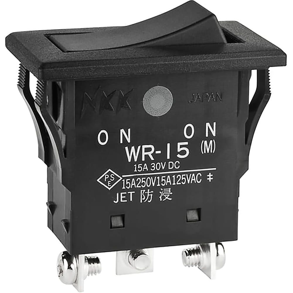 Switch Rocker ON None (ON) SPDT Screw Lug Curved Rocker 15A 250VAC 30VDC 30000Cycles