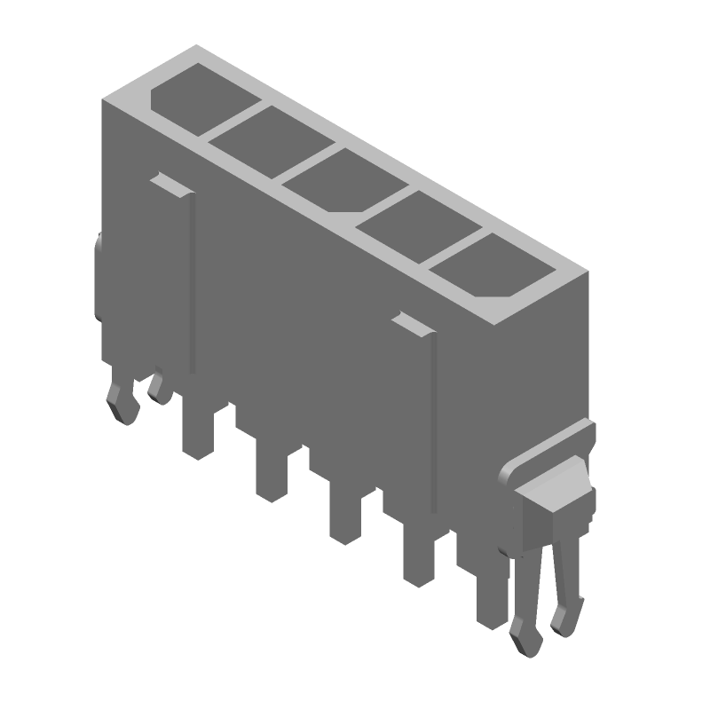 5 Pos Power Connector, 5A, 250V, Gold, Straight, Thru-Hole