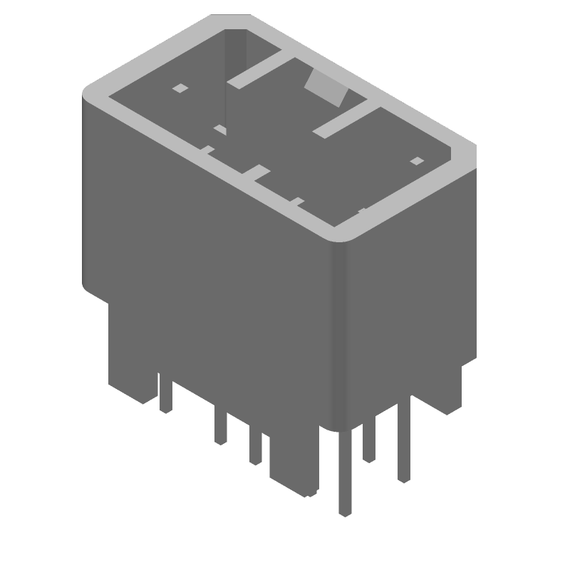 8 Pos Rectangular Connector, PBT, Tin Plated Tab, Through Hole, Signal