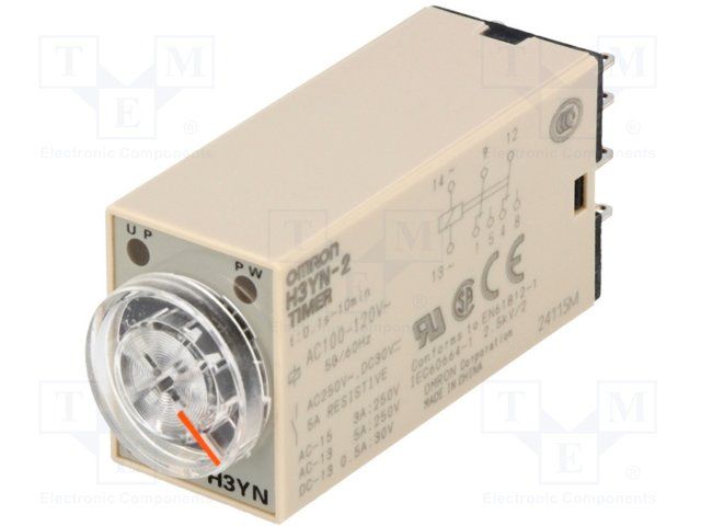 OMRON INDUSTRIAL AUTOMATION H3YN-2 AC100-120. SOLID STATE TIMER, DPDT, 10MIN, 120VAC
