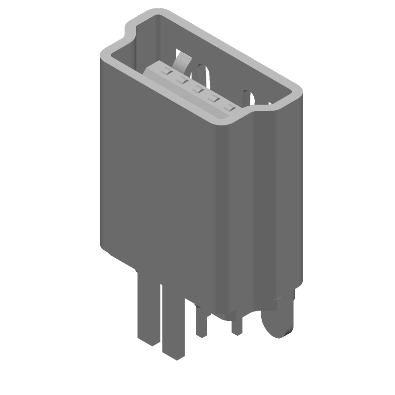 USB 2.0 Type B Receptacle, 5 Pos, 1A, Gold Plated, Solder, Thru-Hole