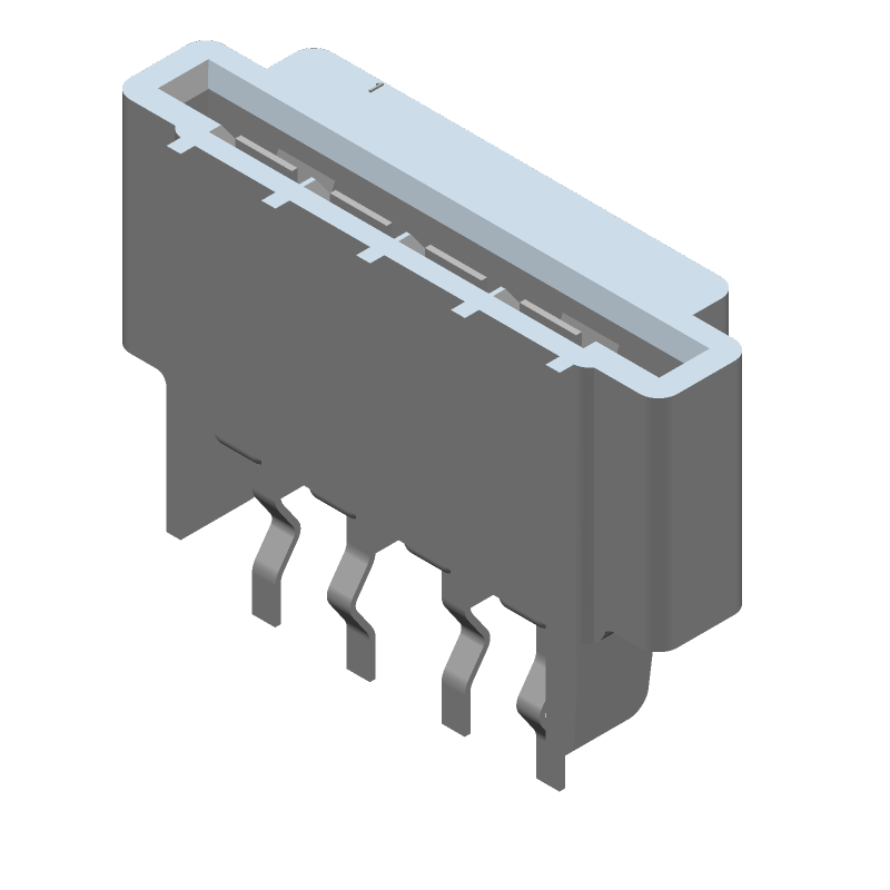 FFC/FPC Connector, 4 Pos, 2.54mm Pitch, ZIF, Solder, Thru-Hole