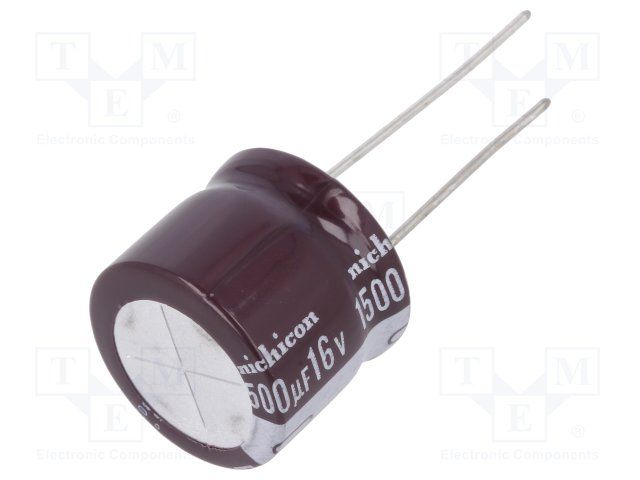 Cap Aluminum Lytic 1500uF 16V 20% (18 X 15mm) Radial 7.5mm 1400mA 5000h 105°C Bulk