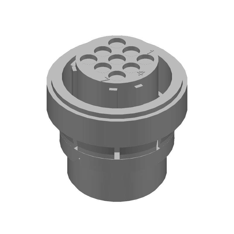 9 Pos Circular Connector, 13A, Crimp, Male, Black Nylon