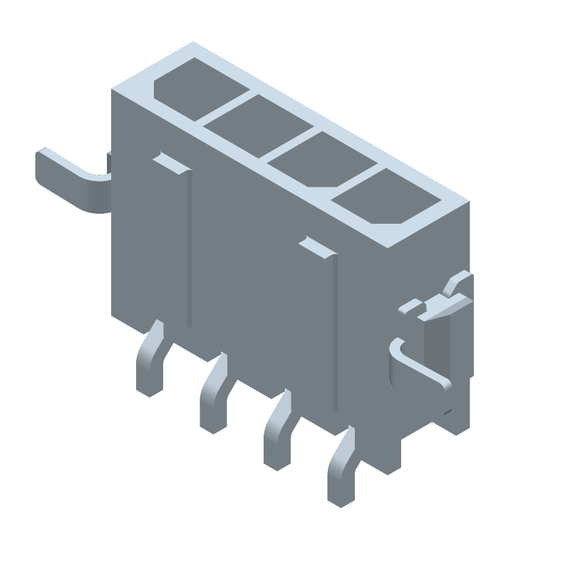 4 Pos RA SMD Header, 5A, 250V, Tin Plated Brass