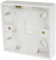 Deta Moulded Boxes White Gloss Urea Formaldehyde Back Box, BS Standard, IP00, SURFACE mount, 1 Gangs