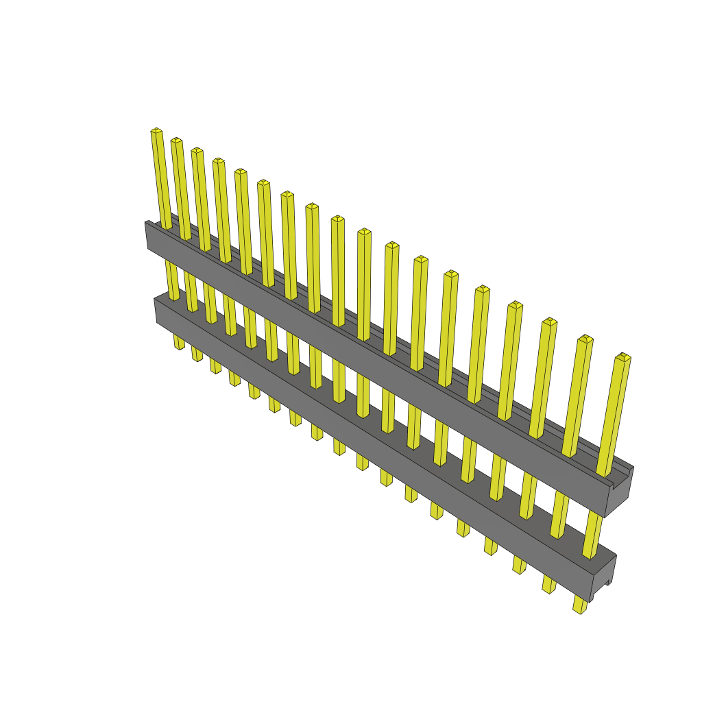 18-Contact HDR Board Stacker, 2.54mm Pitch, Through Hole Mount