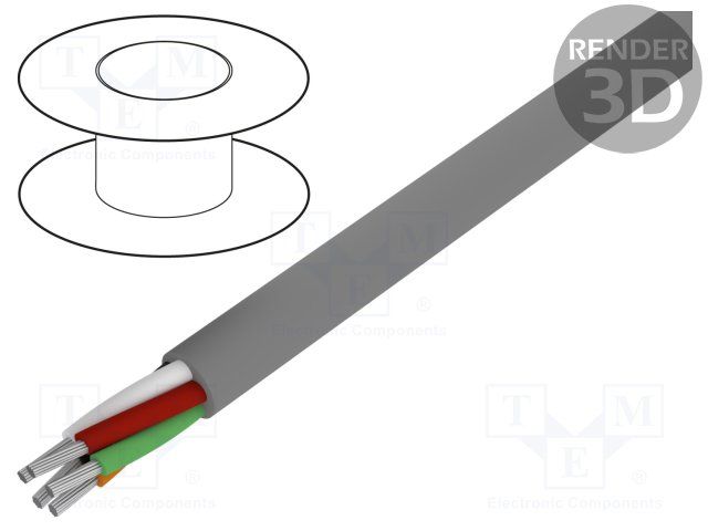 18AWG 5C Multi-Conductor Cable, Unshielded, PVC, 300V, 100ft Spool