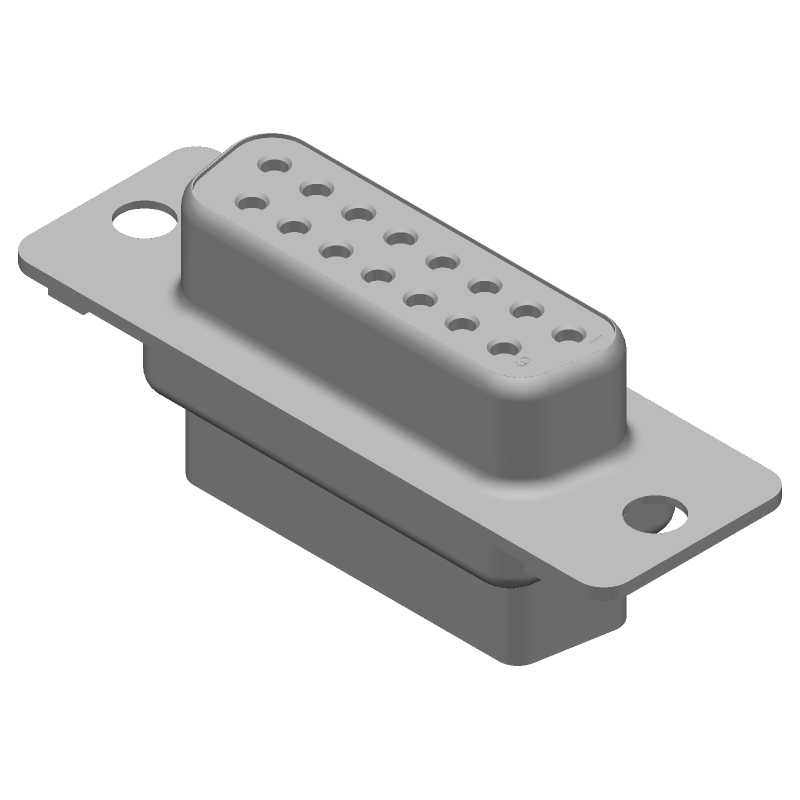 15 Pos Female D-Sub Crimp Connector, Gold, Straight