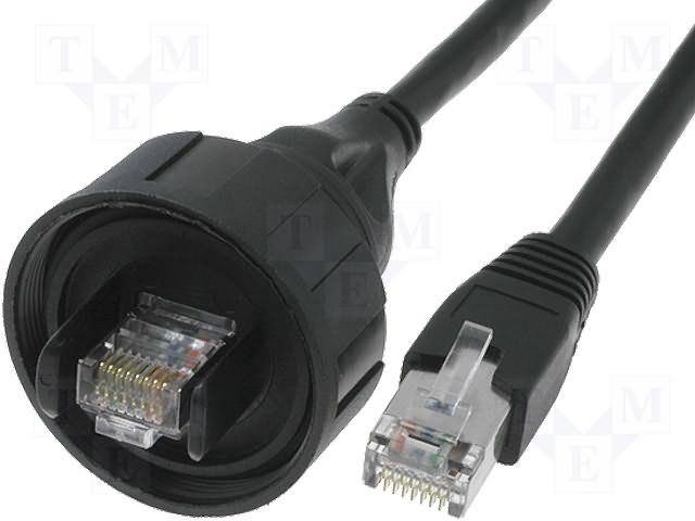 2m Ethernet Cable Assembly, RJ45 Male to Male, 24AWG, IP68