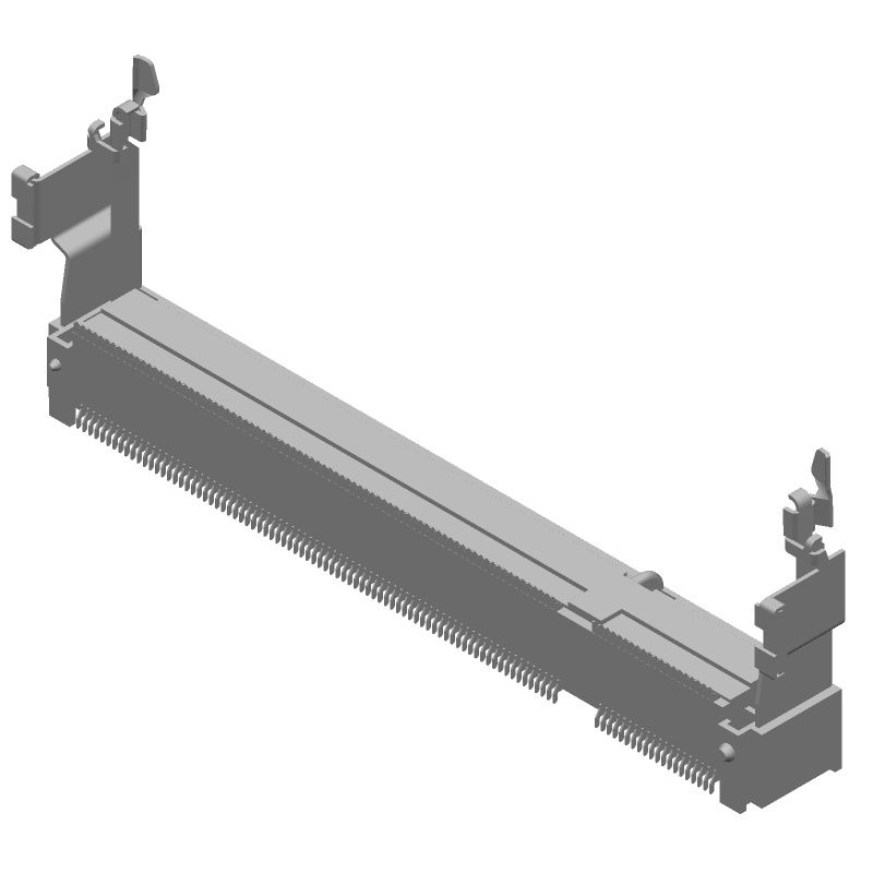 200 Pos RA SMD SO DIMM Socket, 500mA, Gold, 1.8V