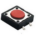 Tactile Switch SPST 12VDC 50mA Thru-Hole, 2.55N, Red Button