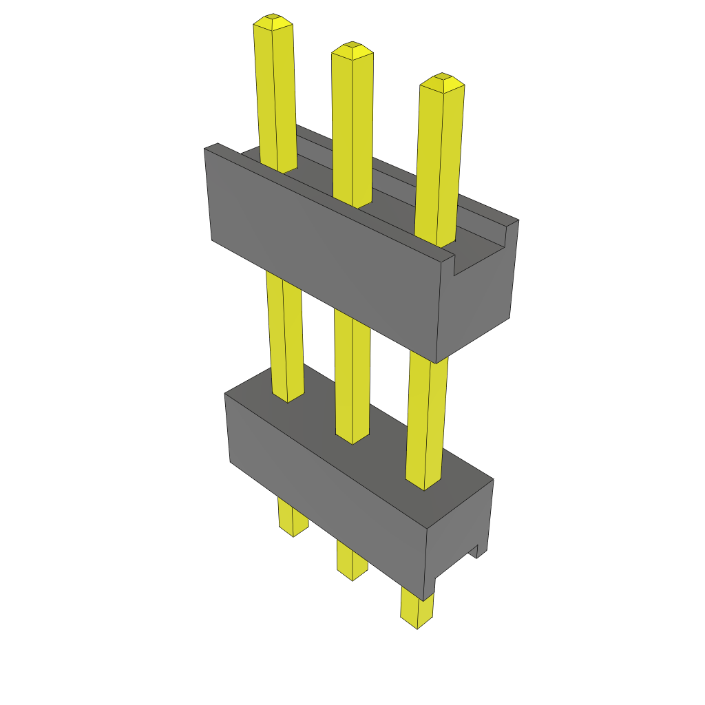3-Contact HDR Board Stacker, 2.54mm Pitch, Through Hole Mount, -55 to 105°C