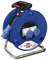25m Extension Reel BS4343/EN60309 230V-16A,2 Socket ,Unwound Current Rating 16A,230 V IP44,Black, Blue