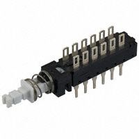 4PDT Pushbutton Switch, 125VAC/DC, 500mA, Through Hole, Right Angle
