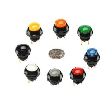 Switch Push Button N.O./N.C. Flush Dome 5A 115VAC 28VDC Momentary Contact Solder Panel Mount