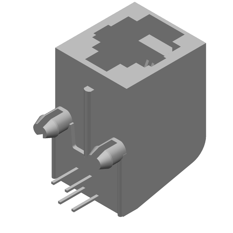 Modular Connector, 6 Pos, 4C, Female, Gold, Right Angle, Signal