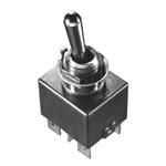 Switch Toggle (ON) OFF (ON) DPDT Bat Lever Quick Conn 16A 115VAC 28VDC Panel Mount with Threads